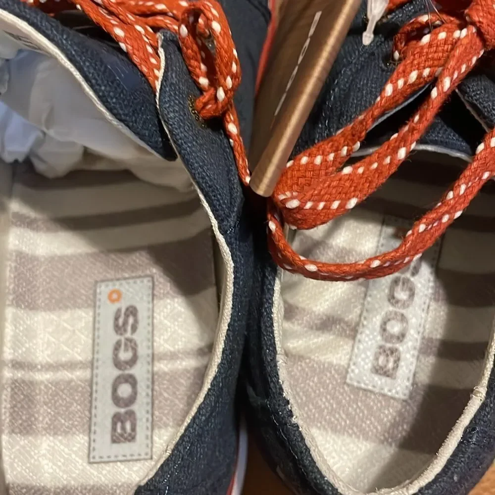NWT Bogs Outdoor Shoes Unisex Youth Malibu Canvas Lace 71734Y Sz 3 Navy Blue